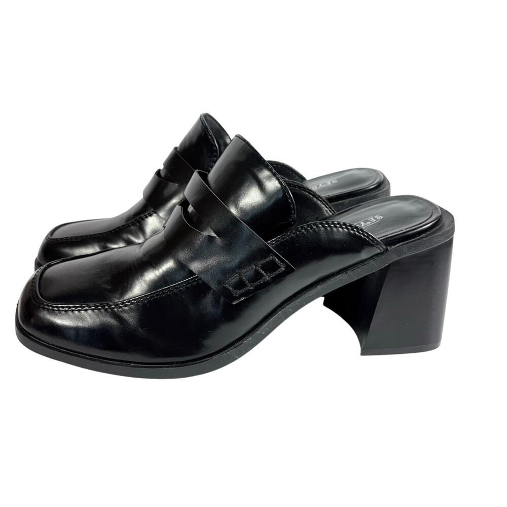 Seychelles Y2K 'KAMI' Black Chunky Heel Loafer Mules Size 7.5 - Picture 3 of 5